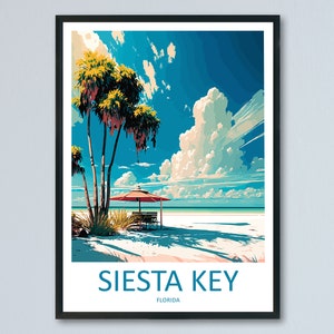 Siesta Key Travel Print Wall Art Siesta Key Wall Hanging Home Décor Siesta Key Gift Art Lovers Florida Art Gift Siesta Key Florida Gift