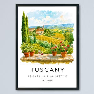 Tuscany Watercolor Poster Tuscany Travel Print Tuscany Wall Art Tuscany Landscape Painting Tuscany Souvenir Italy Decor