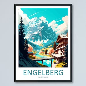 Engelberg Travel Print Wall Art Engelberg Wall Hanging Home Décor Engelberg Gift Art Lovers Switzerland Art Lover Gift Engelberg Travel Art
