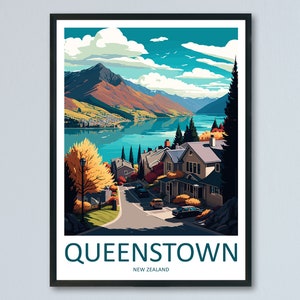 Queenstown Travel Print Wall Art Queenstown Wall Hanging Home Décor Queenstown Gift Art Lovers New Zealand Art Lover Gift Print Queenstown