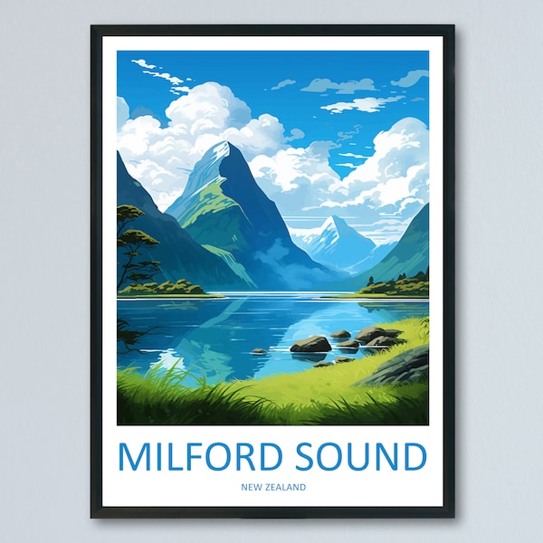 Milford Sound Reise Druck Wand Kunst Milford Sound Wandbehang Wohndekor Milford Sound Geschenk Kunstliebhaber Neuseeland Kunst Liebhaber Geschenk