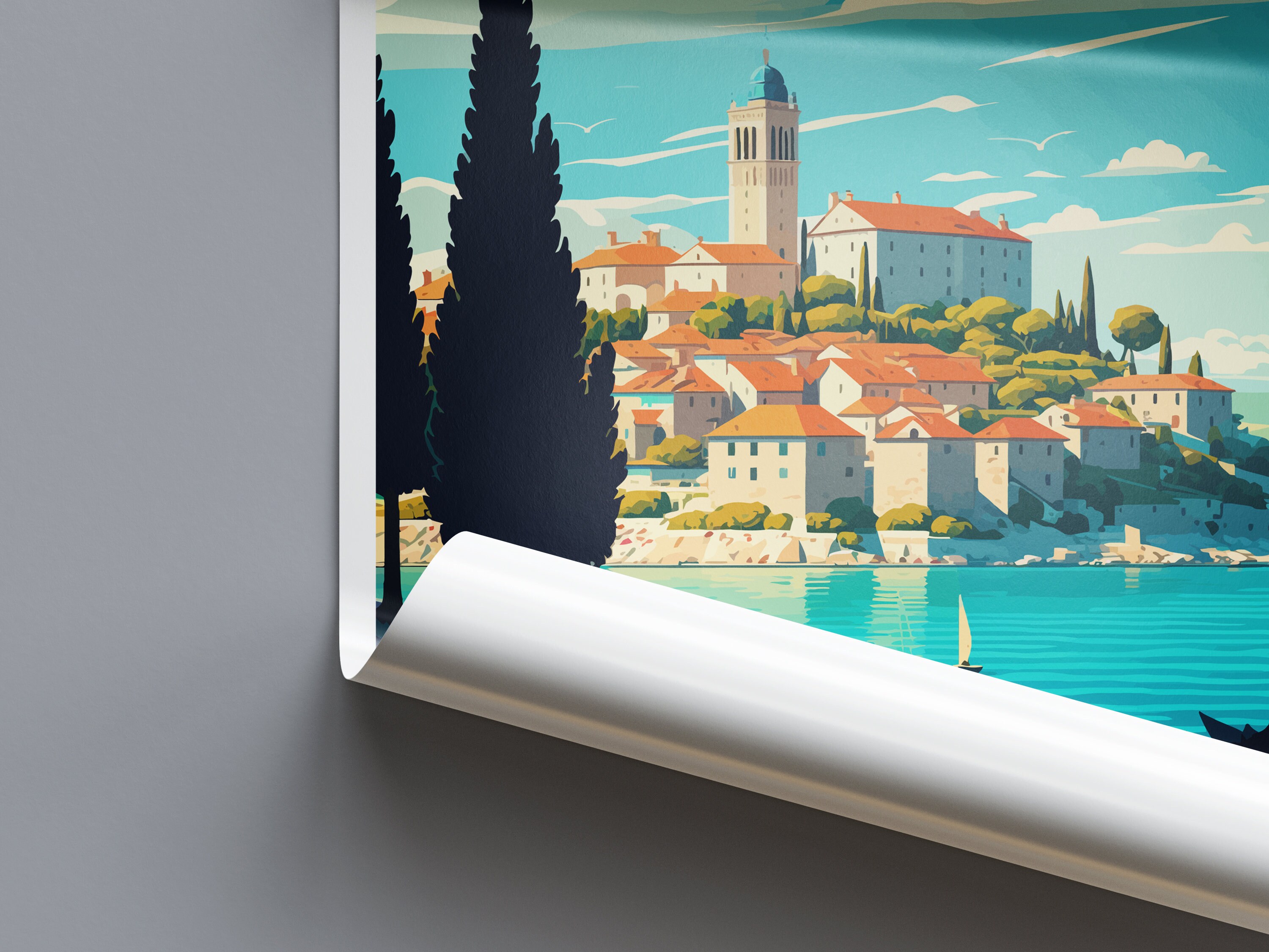 Discover Rab Island Croatie Paysage Voyage Vintage Poster