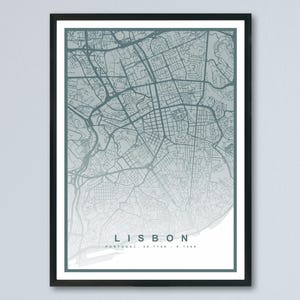 Lissabon kaart print (8 KLEUREN BESCHIKBAAR) Lissabon stad poster Portugal muur kunst Lissabon decor stratenplan kunst stedelijke Lissabon illustratie reiskaart