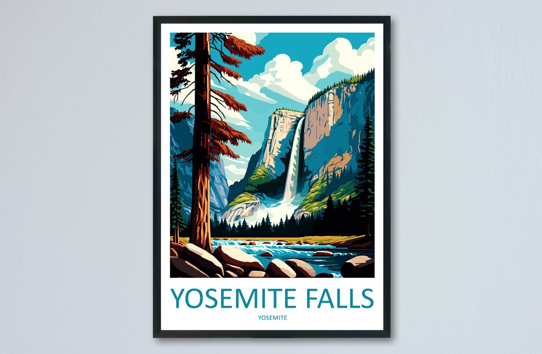 Yosemite Falls Travel Print Wall Art Yosemite Falls Wall Hanging Home