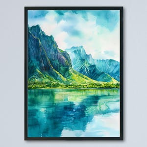 Kualoa Ranch watercolor poster Wall Art Kualoa Ranch Wall Hanging Home Décor Kualoa Ranch Gift Art Lovers Hawaii Art Lover Gift Hawaii Art