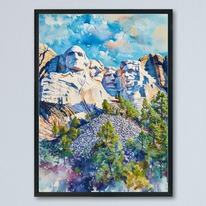 Mount Rushmore Watercolor Poster Wall Art Mount Rushmore Wall Hanging Home Décor Mount Rushmore Gift Art Lovers South Dakota Art Lover Gift