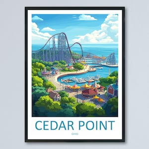 Cedar Point Travel Print Home decor Cityscape Art Print Cedar Point Wall Art Travel cadeau muur opknoping Cedar Point Ohio Poster Art Ohio Print