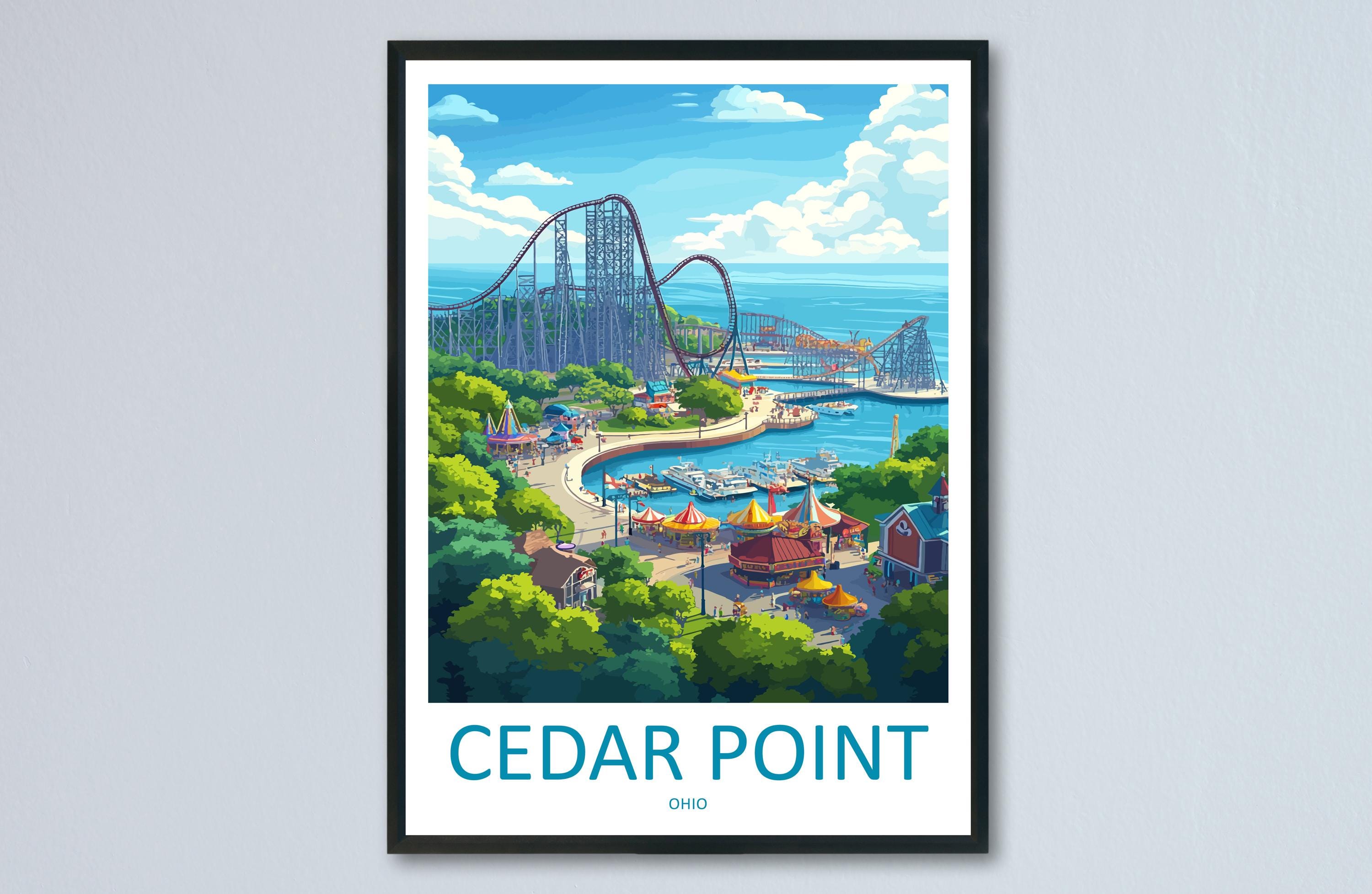 Cedar Point Travel Print Home Décor Cityscape Art Print Cedar