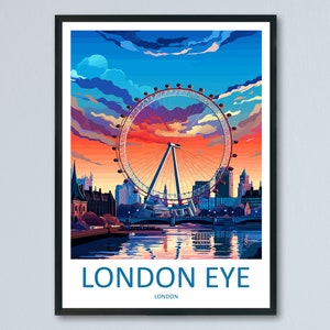 London Eye Travel Print Wall Art London Eye Wall Hanging Home Décor London Gift Art Lovers London Eye Art Lover Gift London Eye Travel Gift