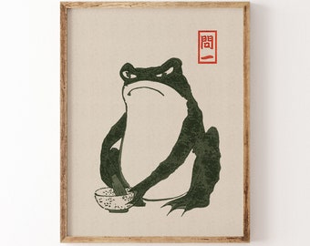 Matsumoto Hoji Green Frog Digital Art Print| Hoji Vintage Toad Painting Poster| Japanese woodblock Painting| Wabi Sabi Wall Art Download