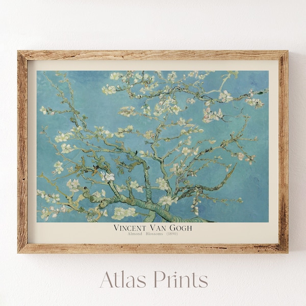 Vincent Van Gogh Almond Blossom Print | Vintage Blue Floral Oil Painting | Antique Bedroom Wall Décor | Digital Printable Wall Art