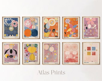 Hilma Af Klint Print lot de 10 plus grand téléchargement numérique | Ensemble d'affiches d'exposition Klint | Ensemble d'affiches d'art mural de galerie | Tendance actuelle Art numérique