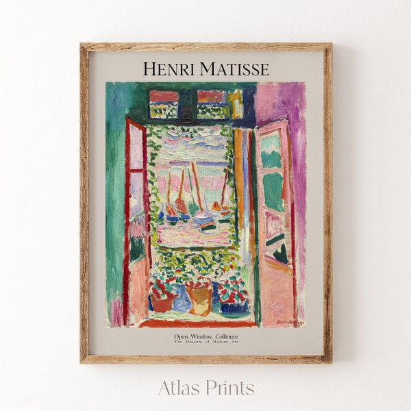 Henri Matisse Print | Matisse Open Window Painting | Bedroom Wall Art | Antique Living Room Decor Digital | Colorful Landscape Printable