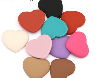 Matte heart cabs, 23 x 27mm, cabochons, set of 9 pairs or individual pairs.