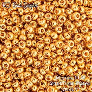 24kt Gold Plated (0191VS) - Miyuki seed beads - 5.2g vial. Size 11/0.