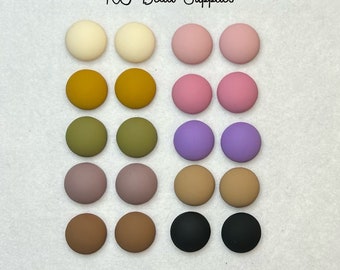 18mm round matte cabochons, set of 10 pairs or individual colours sold in sets of 2 pairs