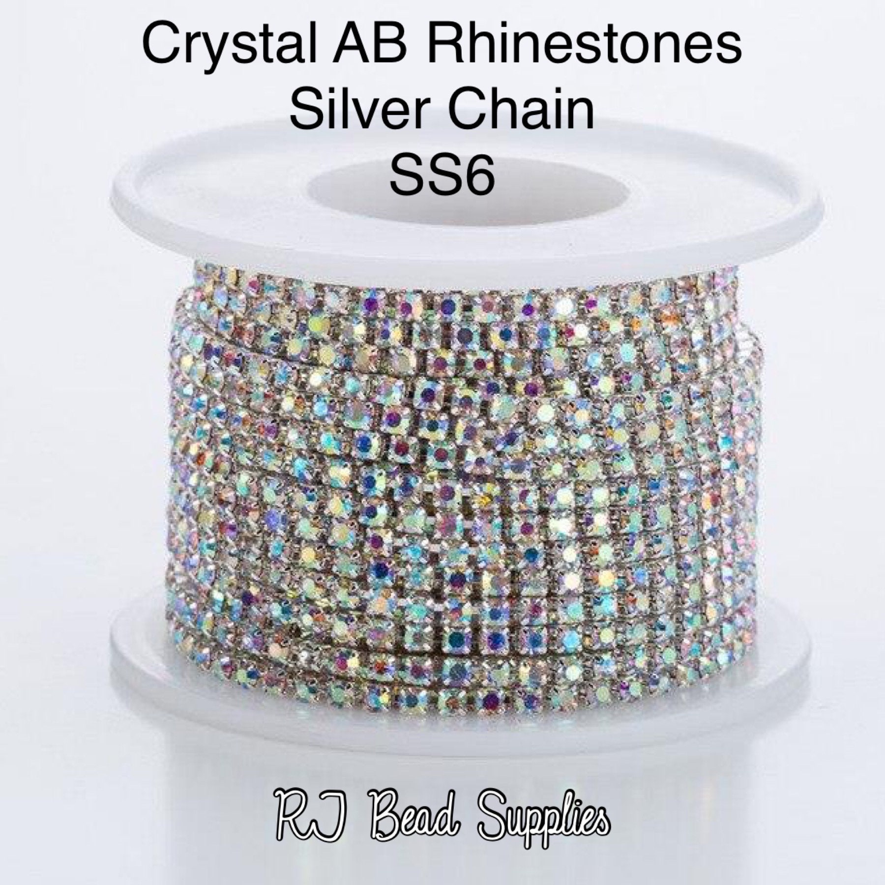 Metal Rhinestone Banding, SS6, Dense, Gold Ab, Crystal Ab, Gold, Silver ...