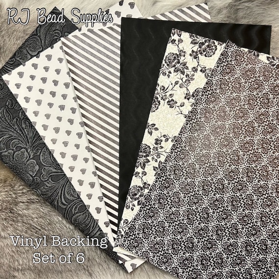 Black and White Vinyl Backing, Set of 6, X 8” Backing