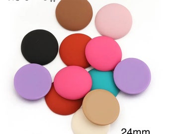 24mm Round Matte Cabochons, set of 9 pairs or individual colors sold in pairs.