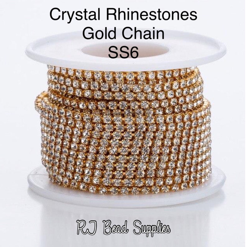 Metal Rhinestone Banding, SS6, Dense, Gold Ab, Crystal Ab, Gold, Silver ...
