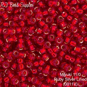11-10, Miyuki 22g Silver Lined Flame Red 11-10, Miyuki 22g Silver Lined Flame Red
