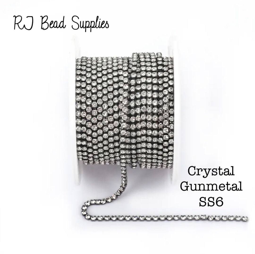 Crystal Gunmetal Rhinestone Banding, SS6, Dense, Crystal Rhinestones ...