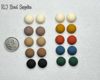 16mm Round Matte Cabochons, set of 10 pairs or individual colors sold in sets of 2 pairs.