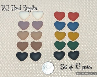 Matte Heart Cabochons 17mm x 22mm, sold as set of 10 or individual colours sold in sets of 3 pairs
