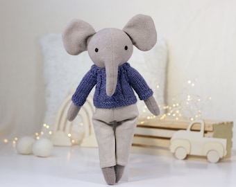 Soft and Snuggly Handmade Elephant Doll - Perfect for Toddler's Room, Ideal Gift for Kids and Toddlers, Spring Nursery Room Decor