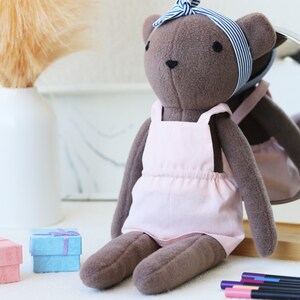 Premium Heirloom Stuffed Forest Animal Toys with Pink Dress and headband Removable Clothes. 100% Handmade Unisex Timeless Soft Gift Bear