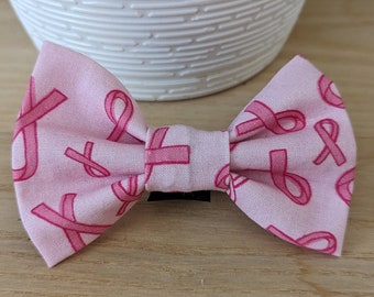 Pink Ribbon Dog Bow Tie