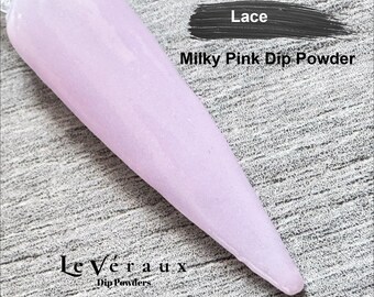 Lace Milky Pink Dip Powder | Sheer Light Pink Nail Dip for DIY Manicure | Acrylic Powder for Neutral Bridal Nails | Clean Girl Aesthetic