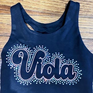 Custom Name rhinestone cheer sports bra, bling sports bra, youth rhinestone sports bra, bling top