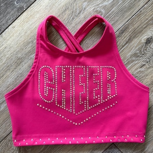 Rhinestone cheer sports bra, bling sports bra, youth rhinestone sports bra