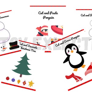 Winter Pre-School Cut and Paste, Pre-k Cut and Paste, Preschool Worksheets, Winter Worksheets for Preschoolers