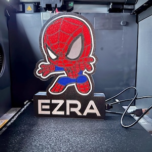 Custom 3D Printed Spiderman Desk Lamp with Name