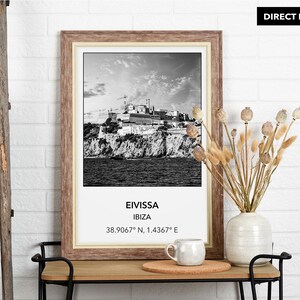 Digital Photo of Eivissa Ibiza, Spain, Ibiza-Old Town, Europe, City, Black White, Location, Printable Wall Art, Print, Poster, Coordinates image 4