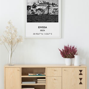 Digital Photo of Eivissa Ibiza, Spain, Ibiza-Old Town, Europe, City, Black White, Location, Printable Wall Art, Print, Poster, Coordinates image 3