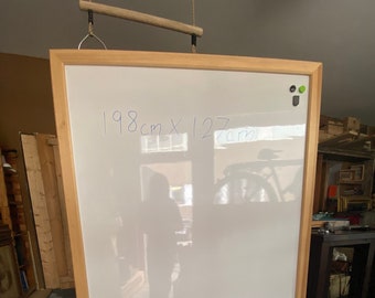 Sturdy whiteboard (magnetic) on wheels 198 cm X 127