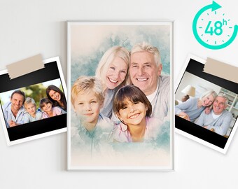 Ajouter une personne à la photo Portrait commémoratif Aquarelle numérique unique et croquisAjouter une photo Portrait de famille Combiner des photos