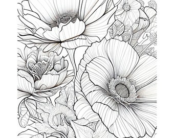 Over 100 Flowers Coloring Book Pages. Printable PDF Downloads. For Adults and Kids  Creativity and Bonding. Flower Coloring Sheets.