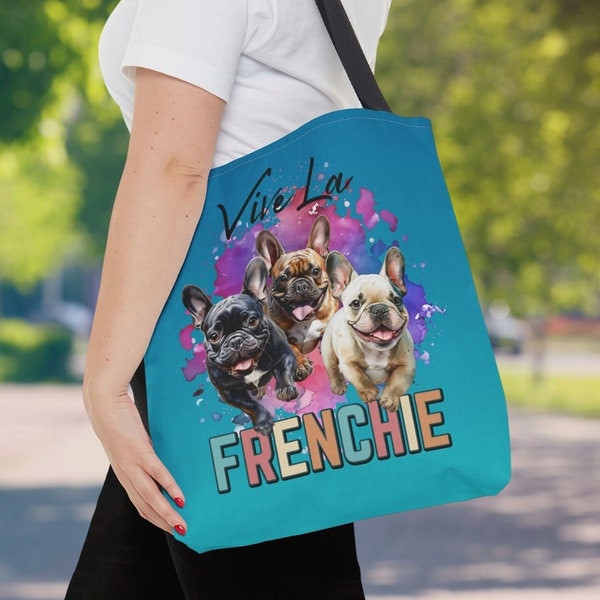 Vive La Frenchie Tote Bag, Cute Pool Bag, Fun Carryall for the Beach or the Park, Shopping Bag for Mom, Gift for French Bulldog Lover