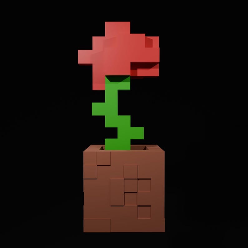 Minecraft Rose STL, 3D Print File Minecraft Rose, Minecraft Flowers ...