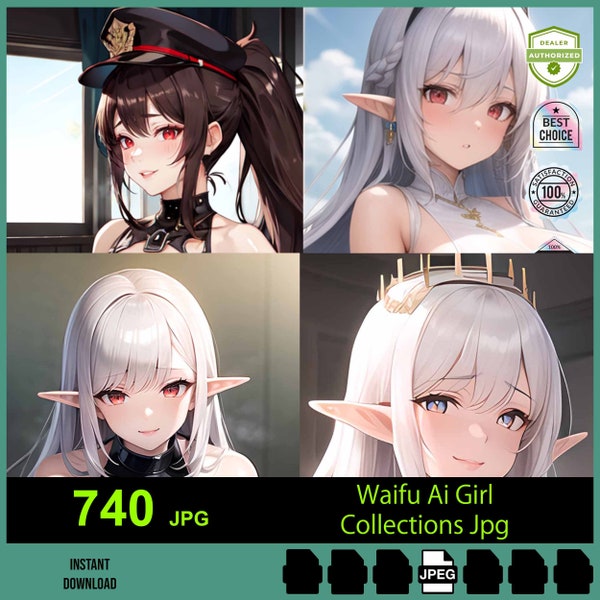 Waifu161 - Anime AI Pretty Girl Art Digital collections , 740pcs Bundle pack Anime Ai Girl Jpg, Elf, Captain, Mirko