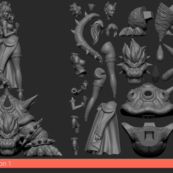 A266 - Spiele Charakter Design, The Hot waifu Bowsette Statue, STL 3D model design print download file