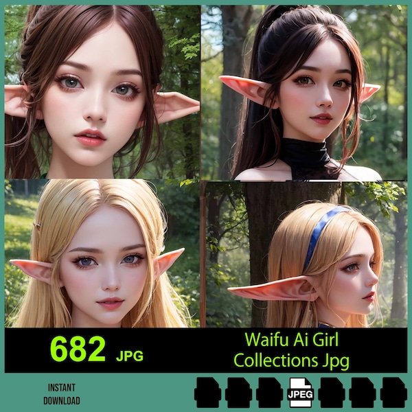 Waifu107 - Magician Elf AI Pretty Girl Art Digital collections , 682pcs Bundle pack Elf Jpg, Ai girl collection art