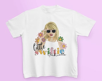 Personalised Little Swiftie Taylor Swift Eras Tour T Shirt Rainbow