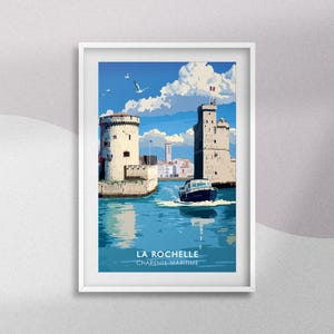 Cartel de La Rochelle Charente-Maritime Cartel de viaje Recuerdo Nouvelle-Aquitaine Francia Cartel Regalo de La Rochelle Decoración interior