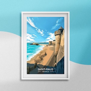 Saint-Malo Poster Brittany Poster Lembrança de viagem Ille-et-Vilaine Decoração do mar Sillon Praia Poster Corsair City Poster Idéia de presente