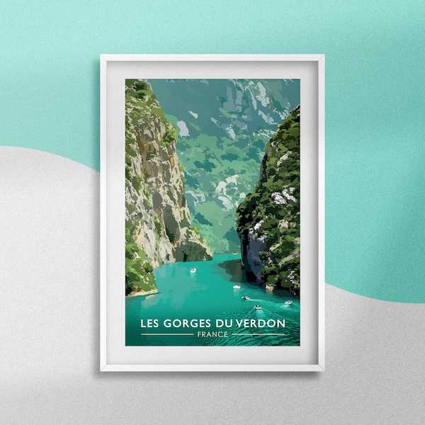 Affiche Gorges du Verdon Décoration murale France Poster canyon d'Europe Impression Provence canyoning  Souvenir de voyage Idée cadeau